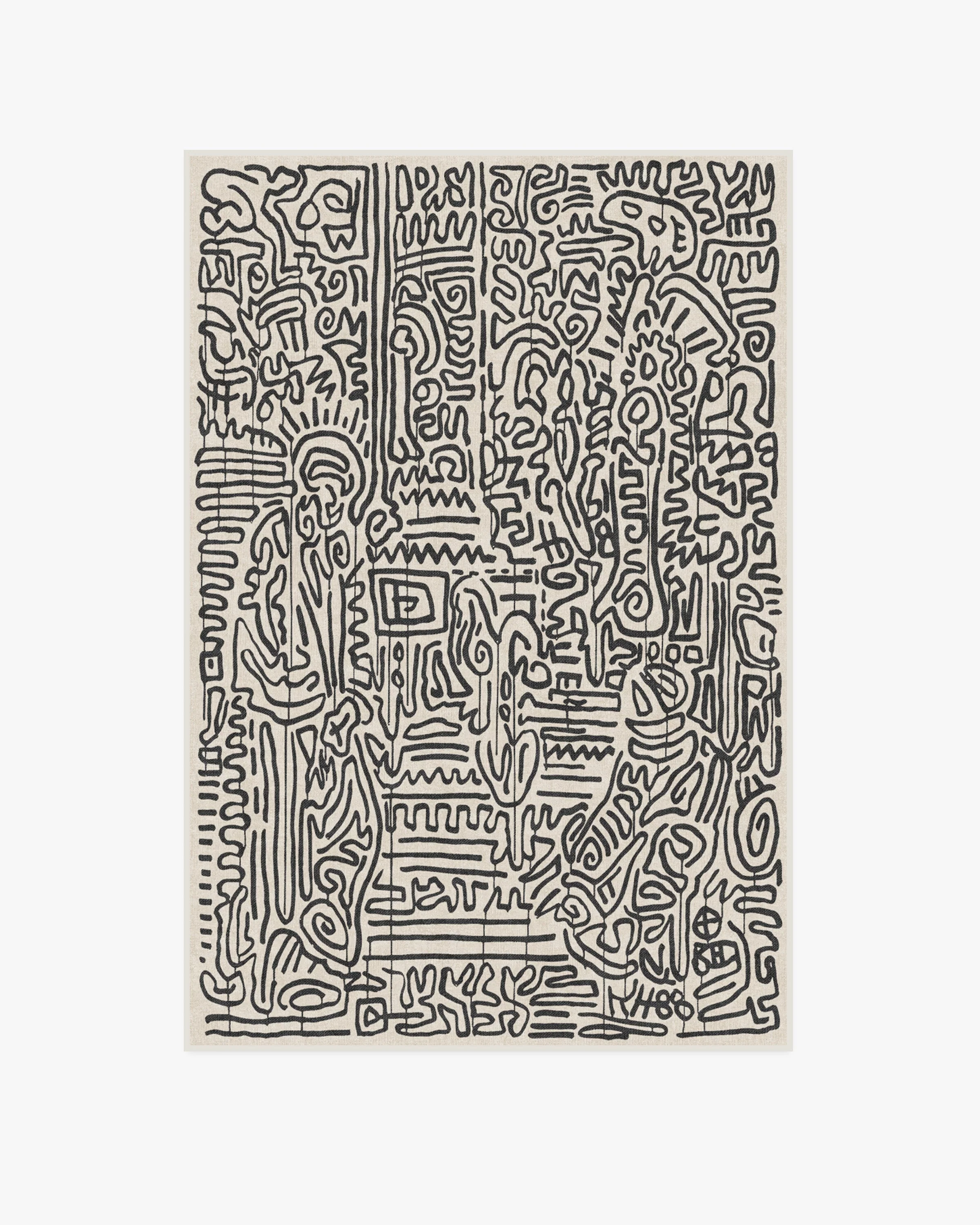Freestyle Black & Ivory Rug by Keith Haring