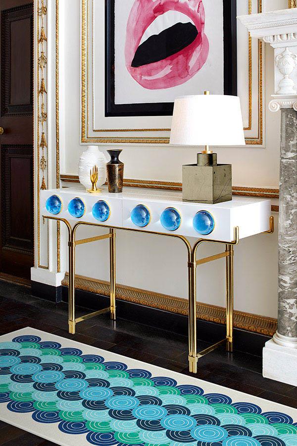 Biba Blue Green Flatwoven Rug by Jonathan Adler