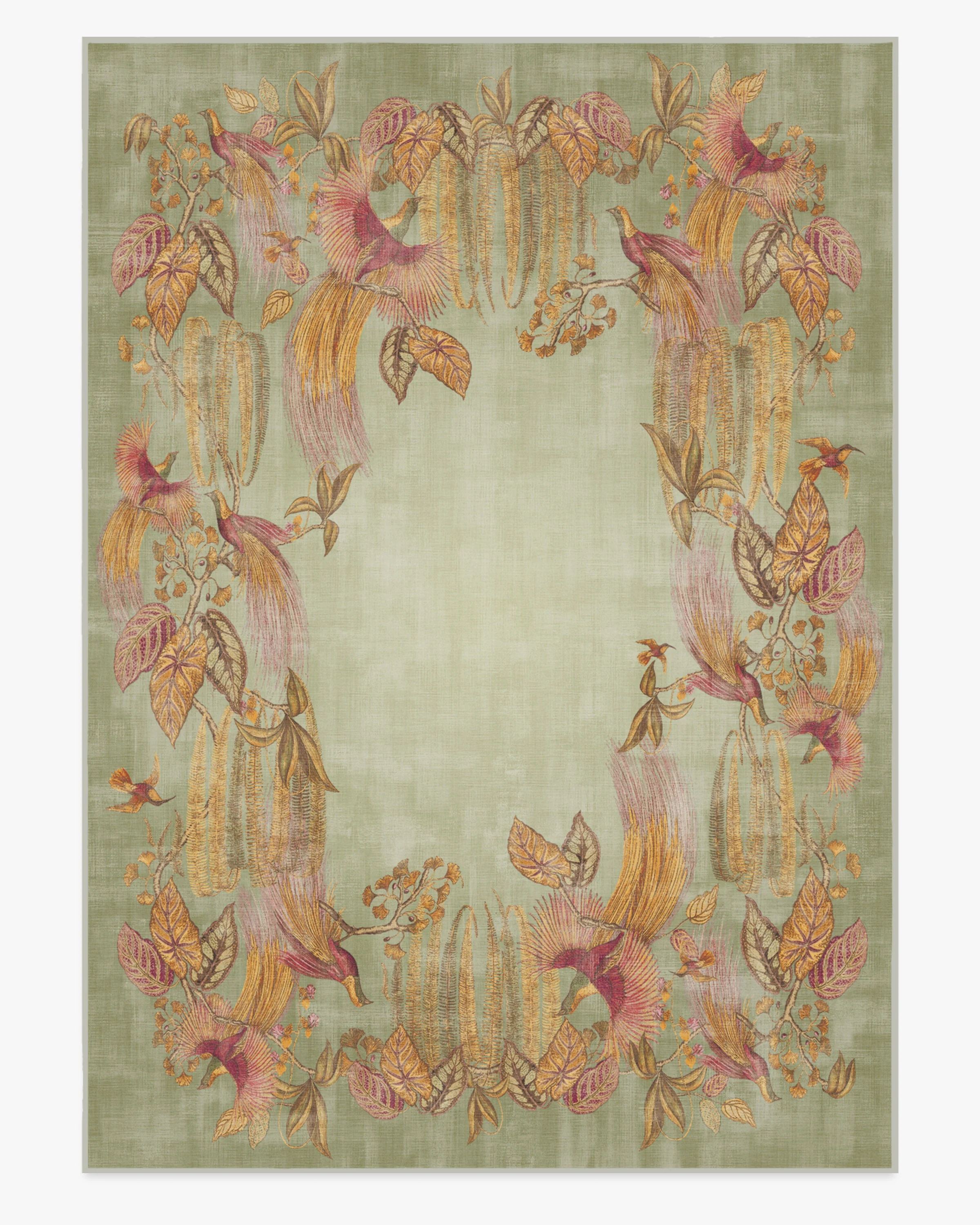 Bird of Paradise Silver Fern Flatwoven Rug by Sanderson