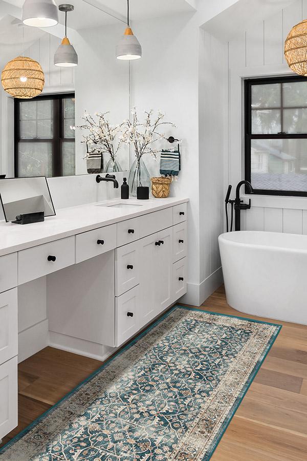 Celestine Teal Blue Flatwoven Rug