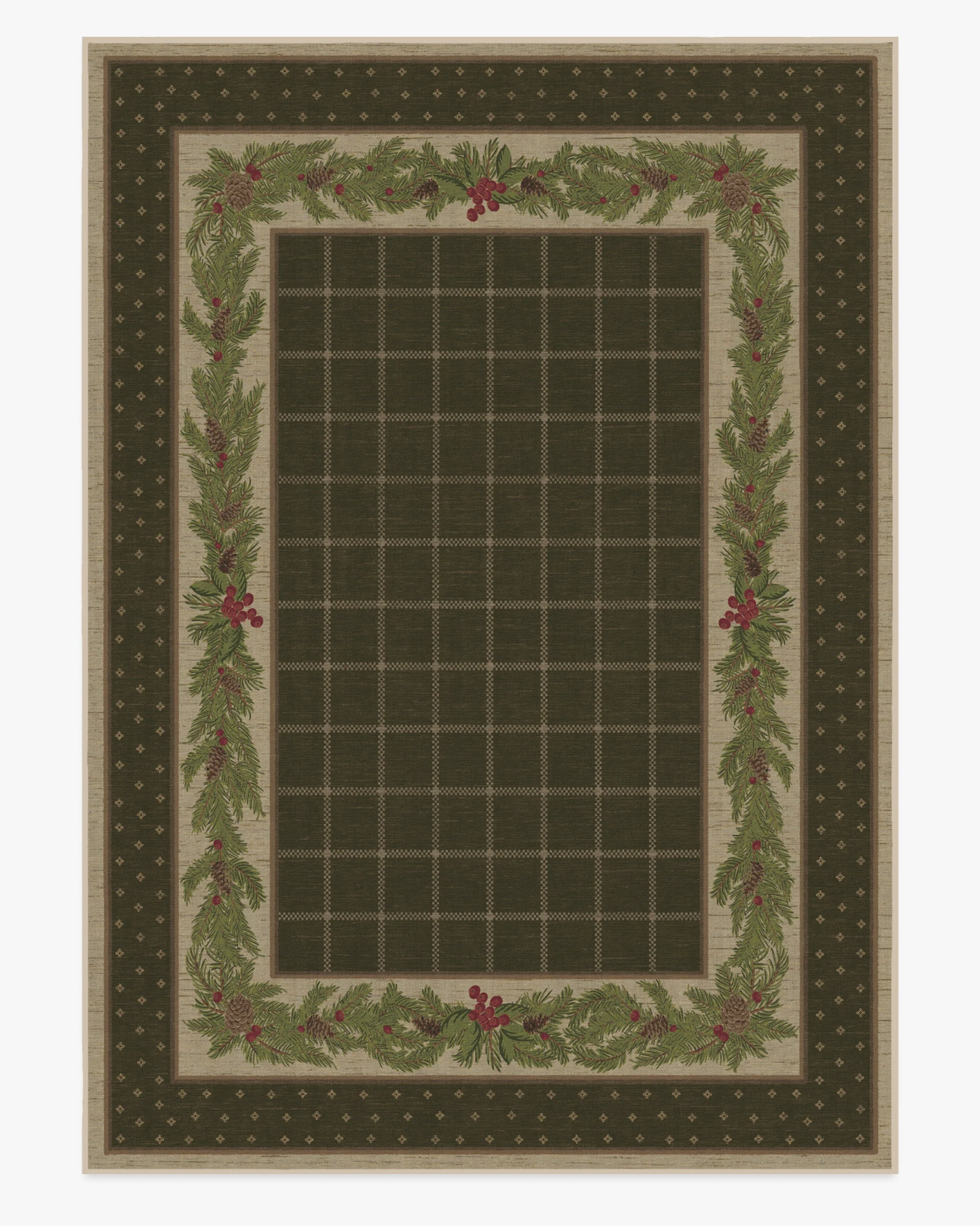 Pine Border Dark Olive Rug