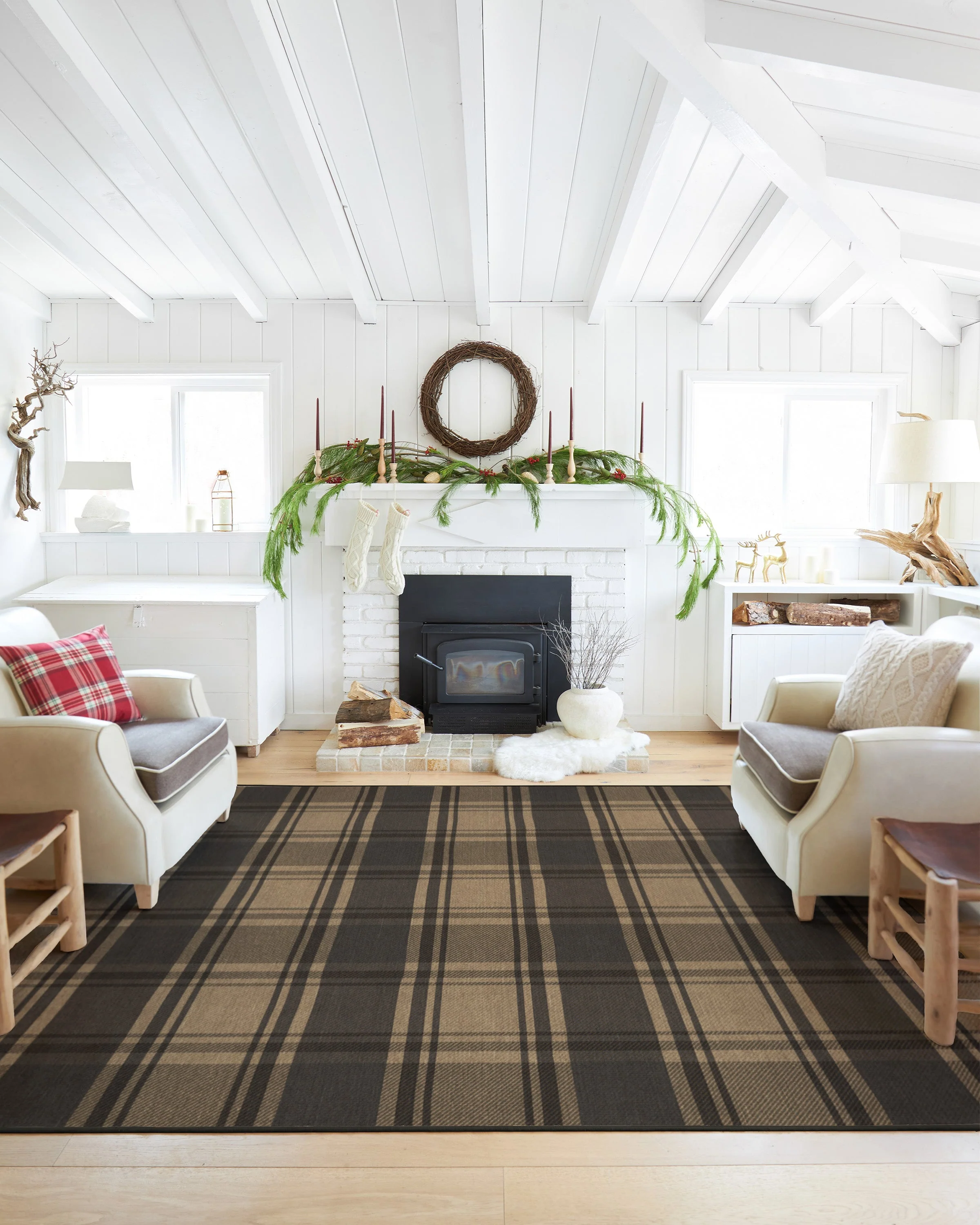 Easton Plaid Charcoal & Natural Flatwoven Rug