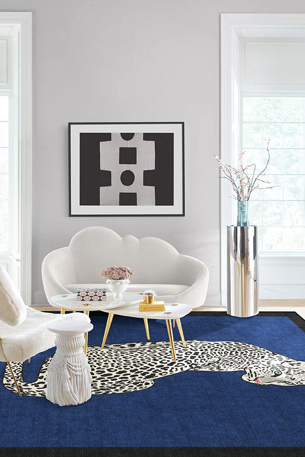 Snow Leopard Sapphire Rug by Jonathan Adler