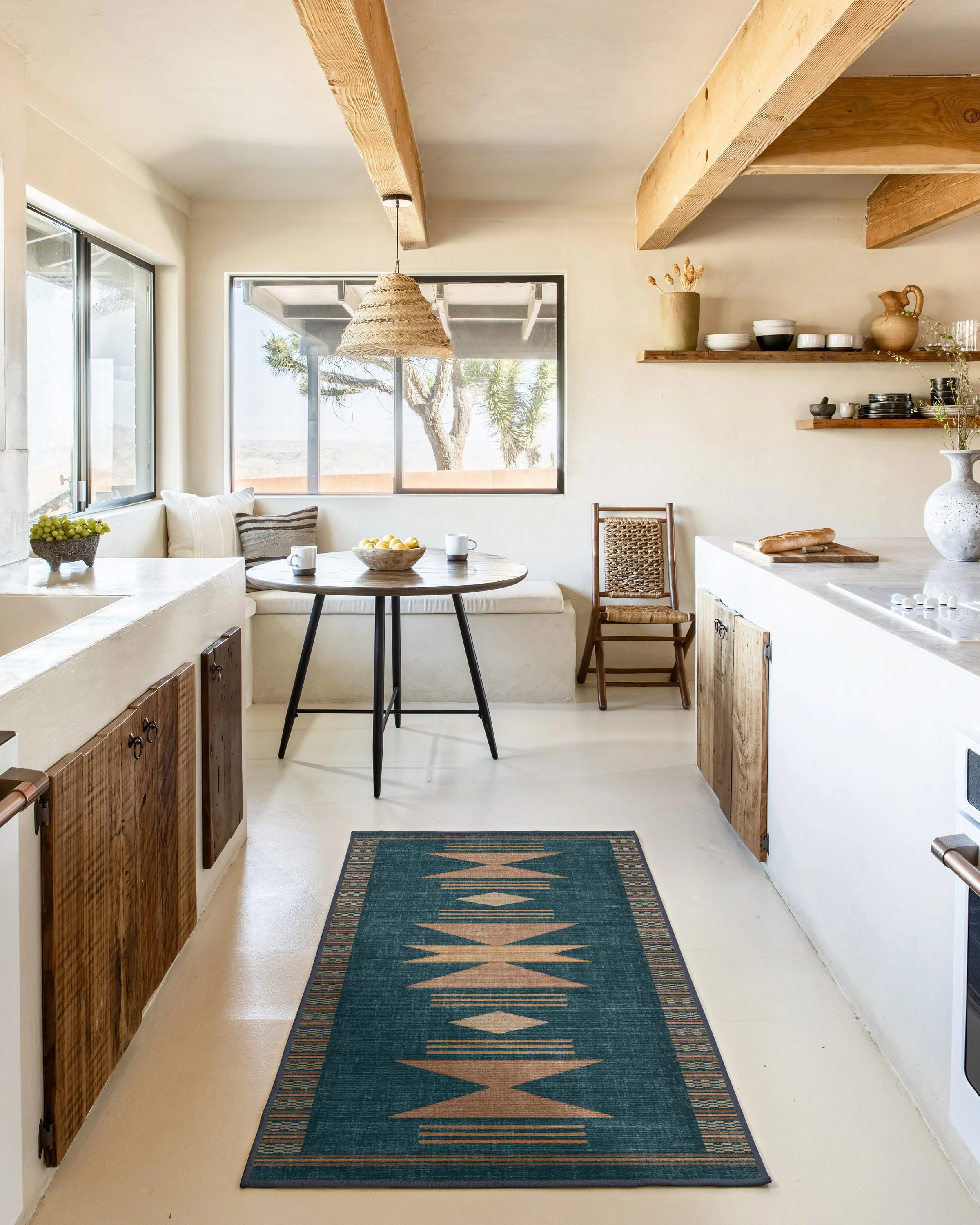 Lark Blue & Rose Flatwoven Rug