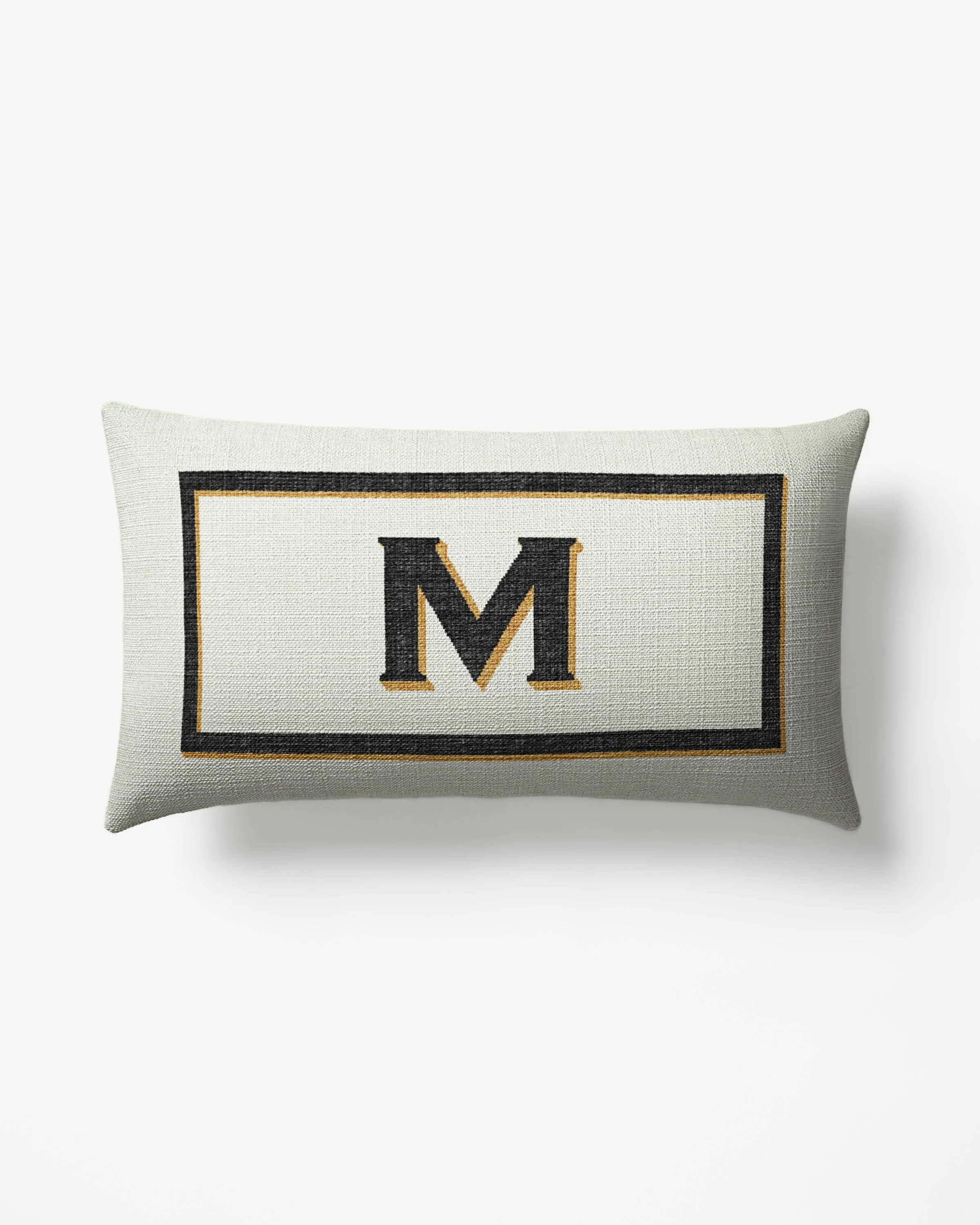 Classic Monogram Ivory Woven Throw Pillow, 12x21 by Jonathan Adler