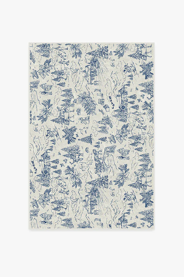 Winter Toile Blue Flatwoven Rug