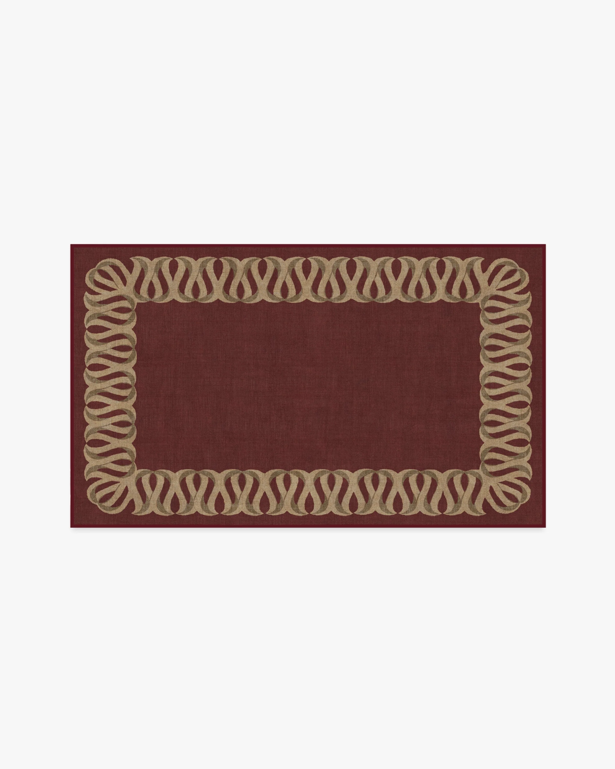 Ribbon Border Red & Natural Rug