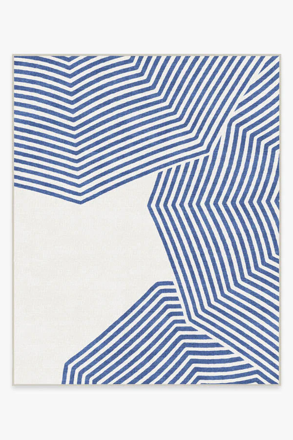 Beach Club Navy & Ivory Outdoor Rug by Gray Malin