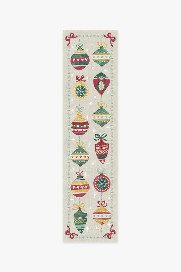 Festive Garland Holiday Shortbread Flatwoven Rug