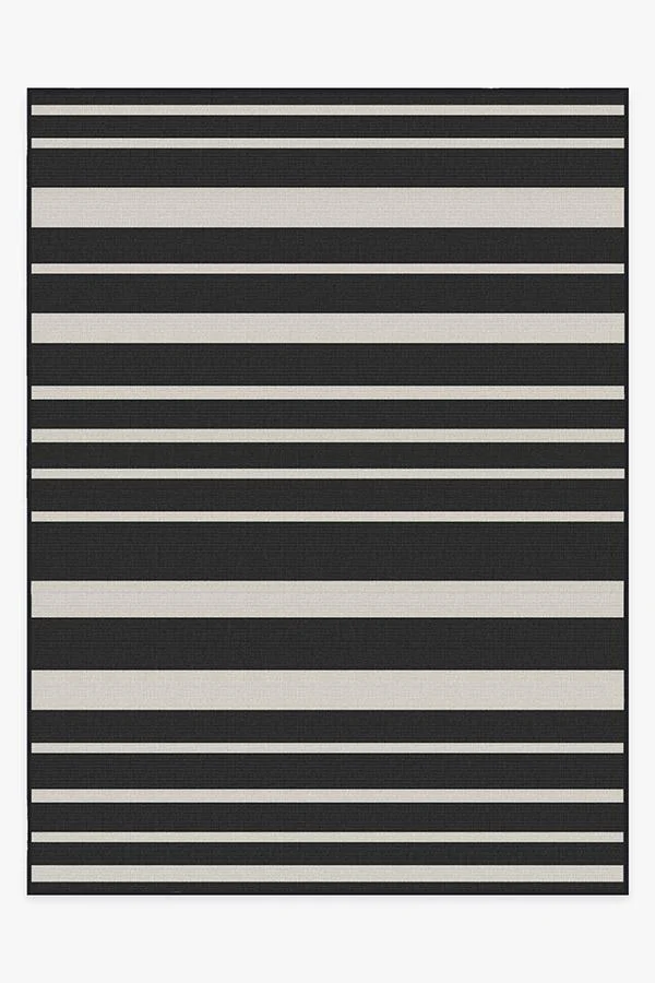 Sailmaker Stripe Black Outdoor Rug