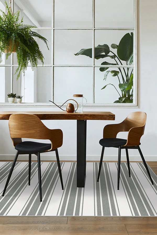 Marina Stripe Grey Outdoor Rug