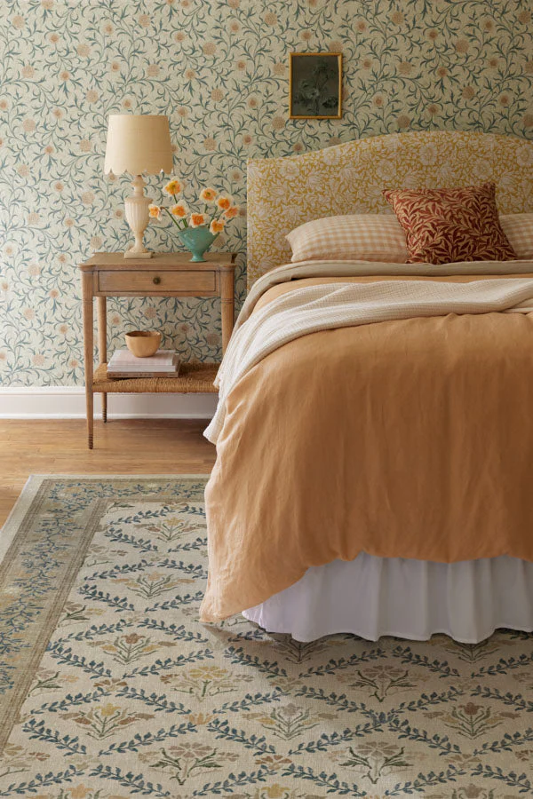 Bellflowers Ivory & Gold Rug by Morris & Co.