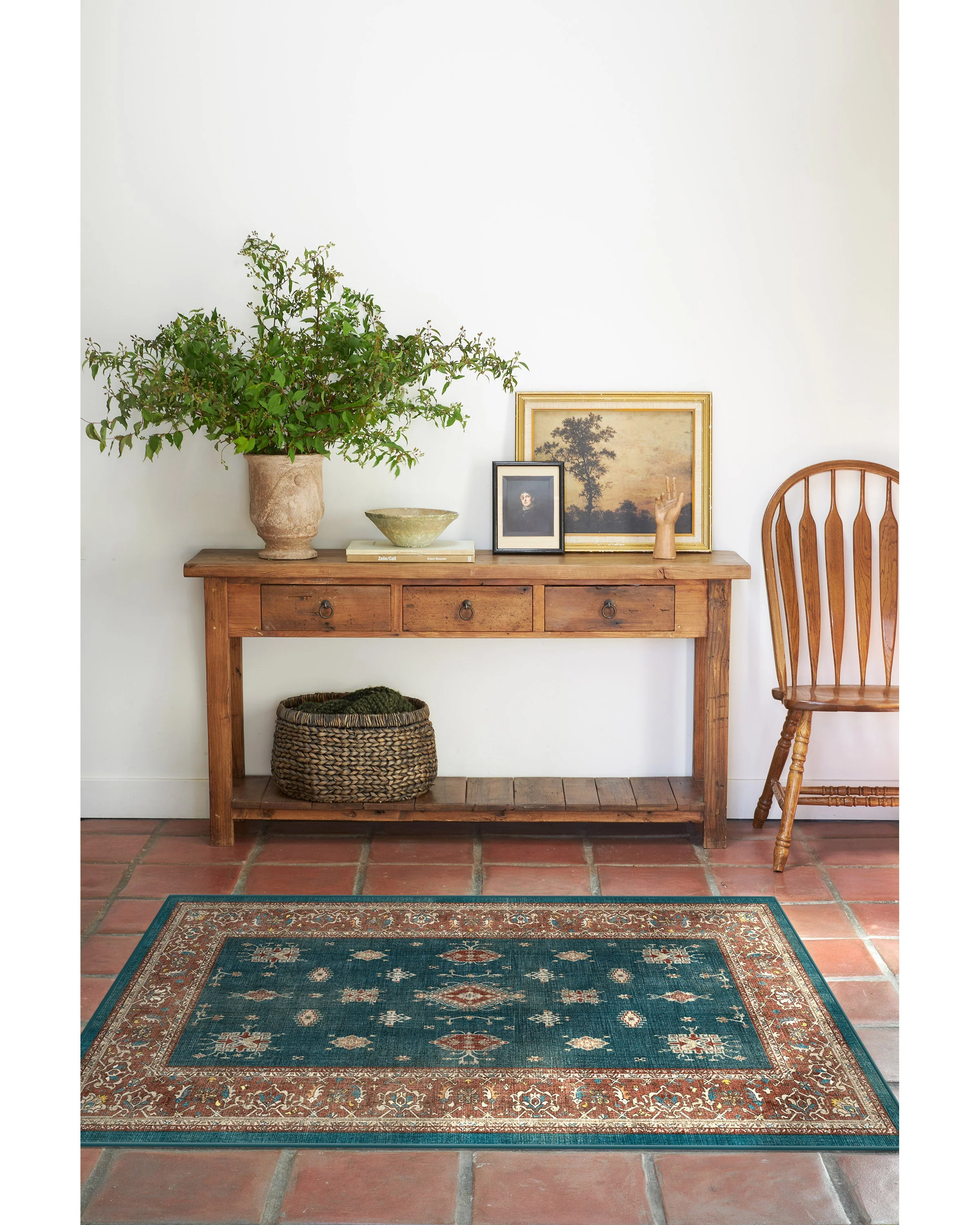 Verena Teal Blue Flatwoven Rug