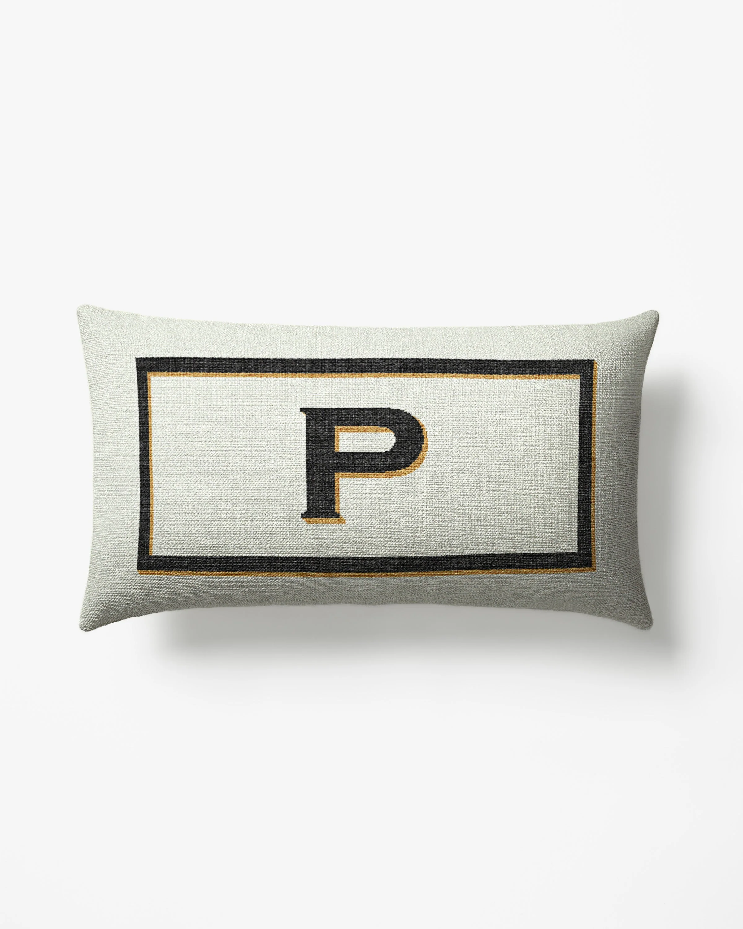 Classic Monogram Ivory Woven Throw Pillow, 12x21 by Jonathan Adler