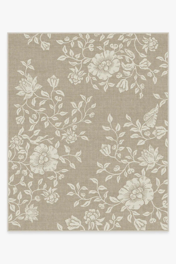 Mallow Flower Natural Stone Flatwoven Rug by Morris & Co.