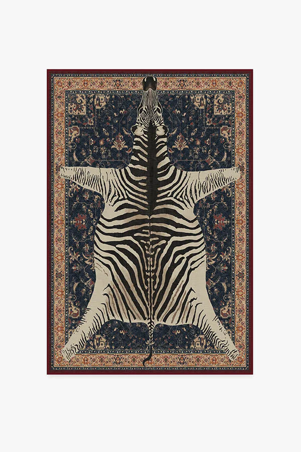 On Safari Sapphire Flatwoven Rug by Iris Apfel