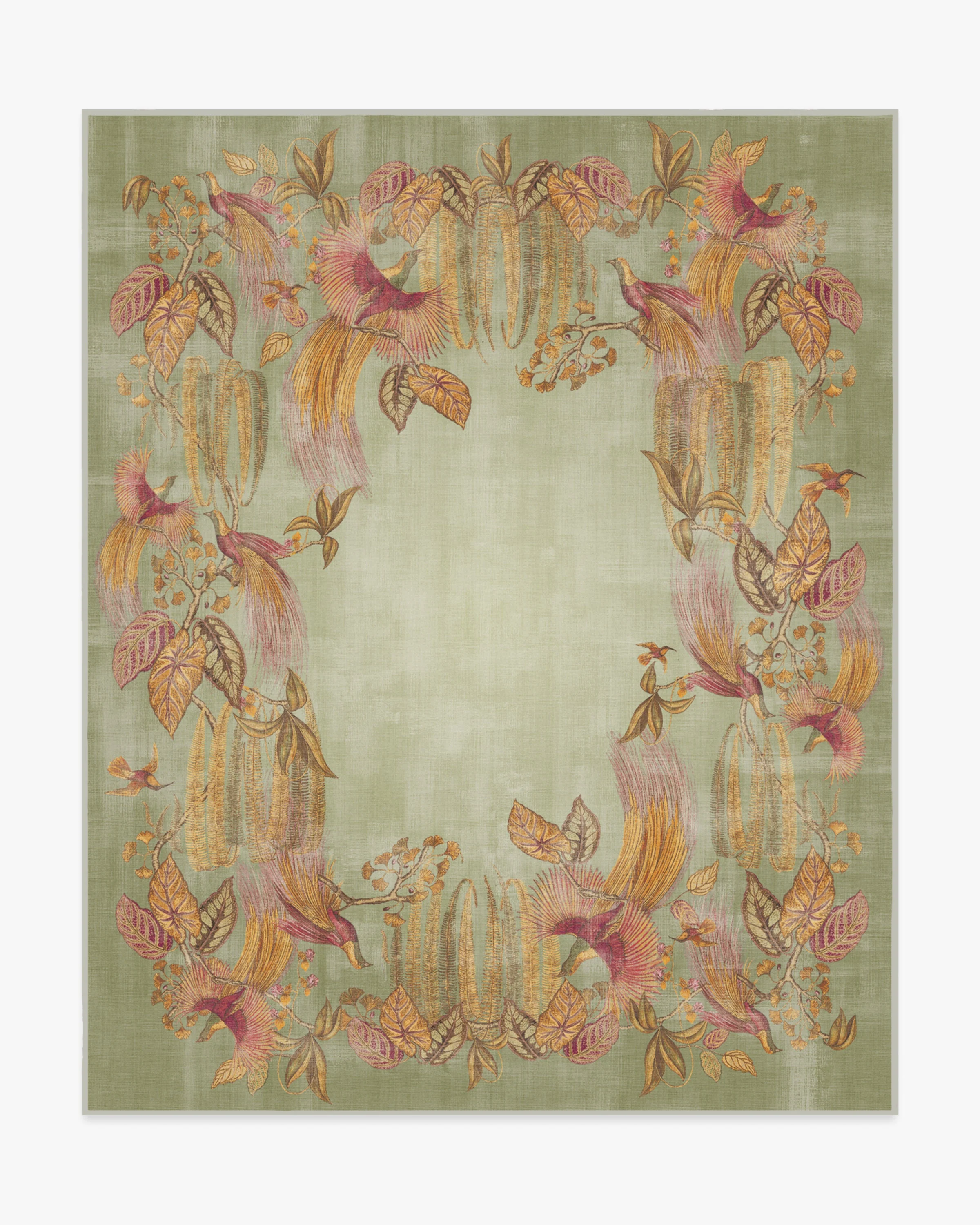Bird of Paradise Silver Fern Rug by Sanderson