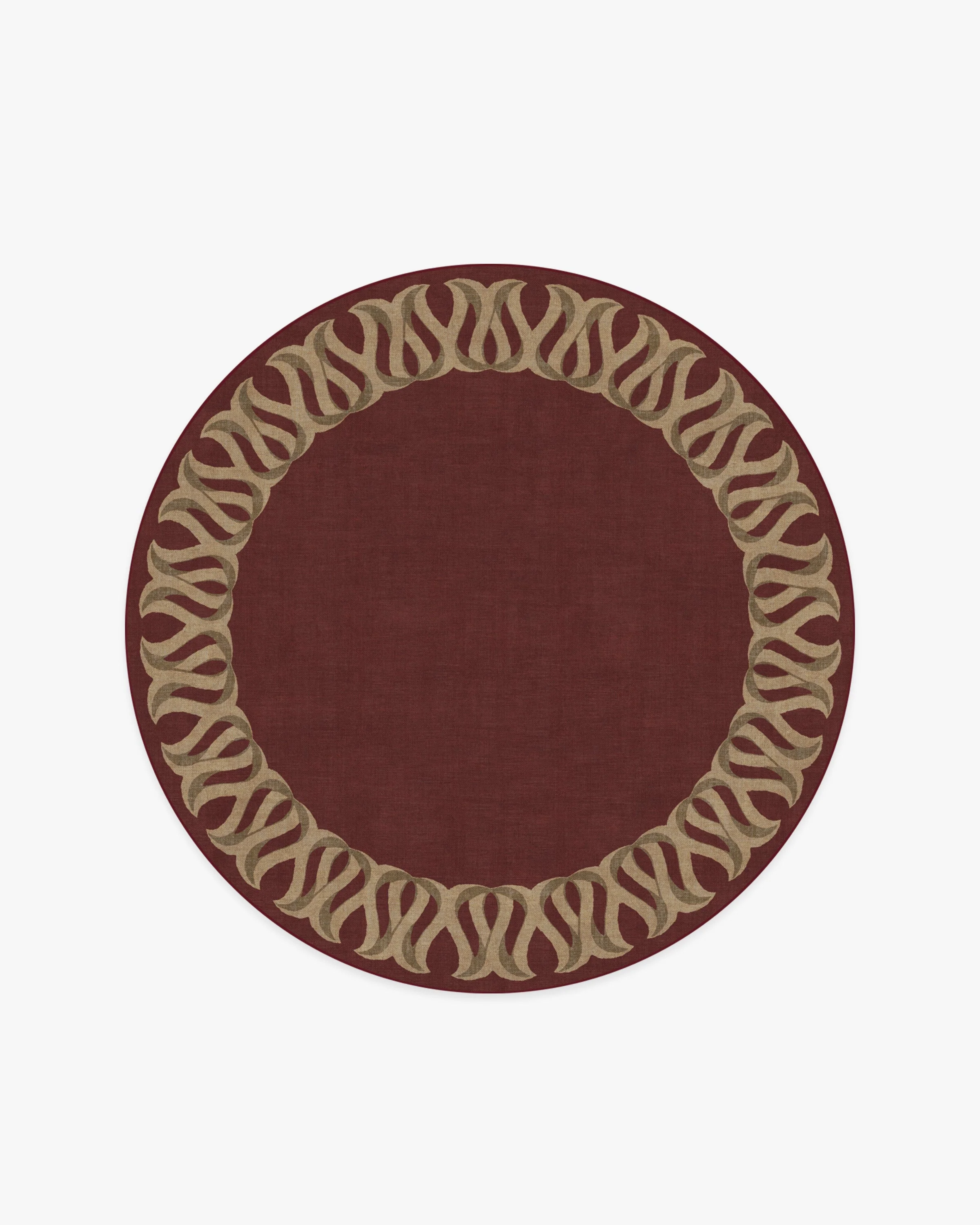 Ribbon Border Red & Natural Rug