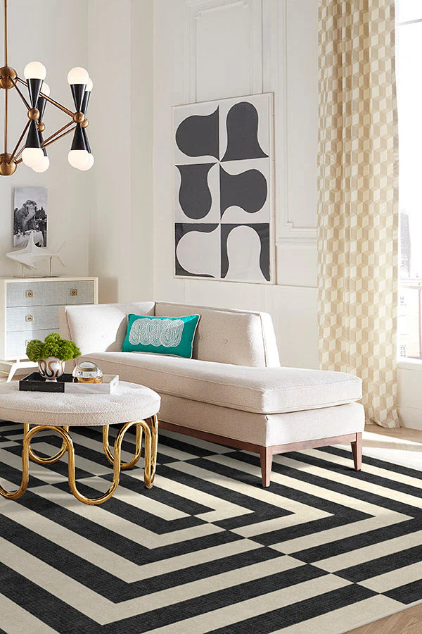 Op Art Charcoal Rug by Jonathan Adler