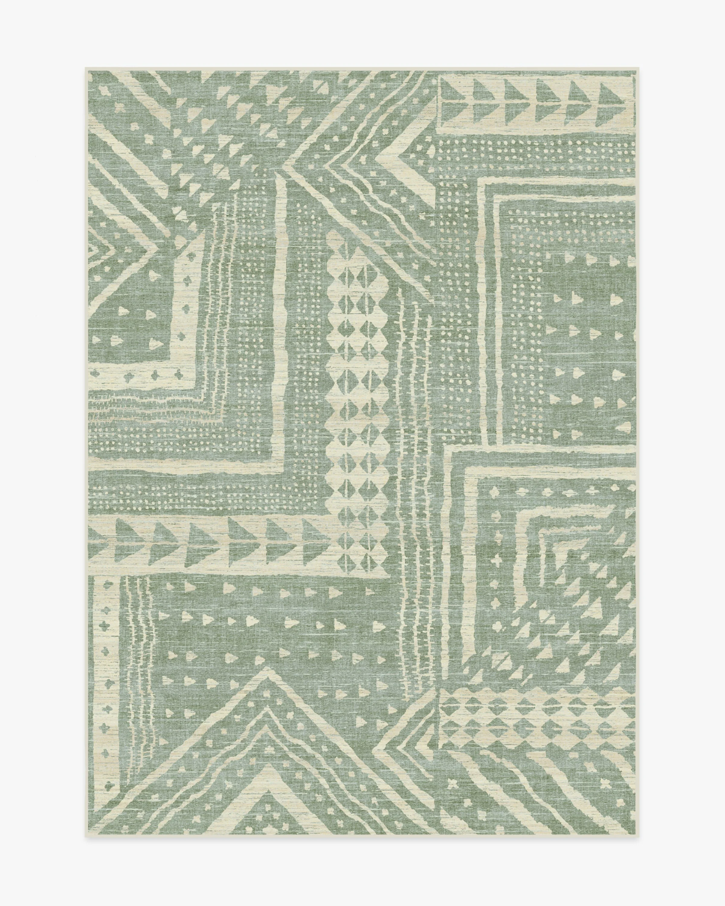 Bogolan Sage Rug by Malene Barnett