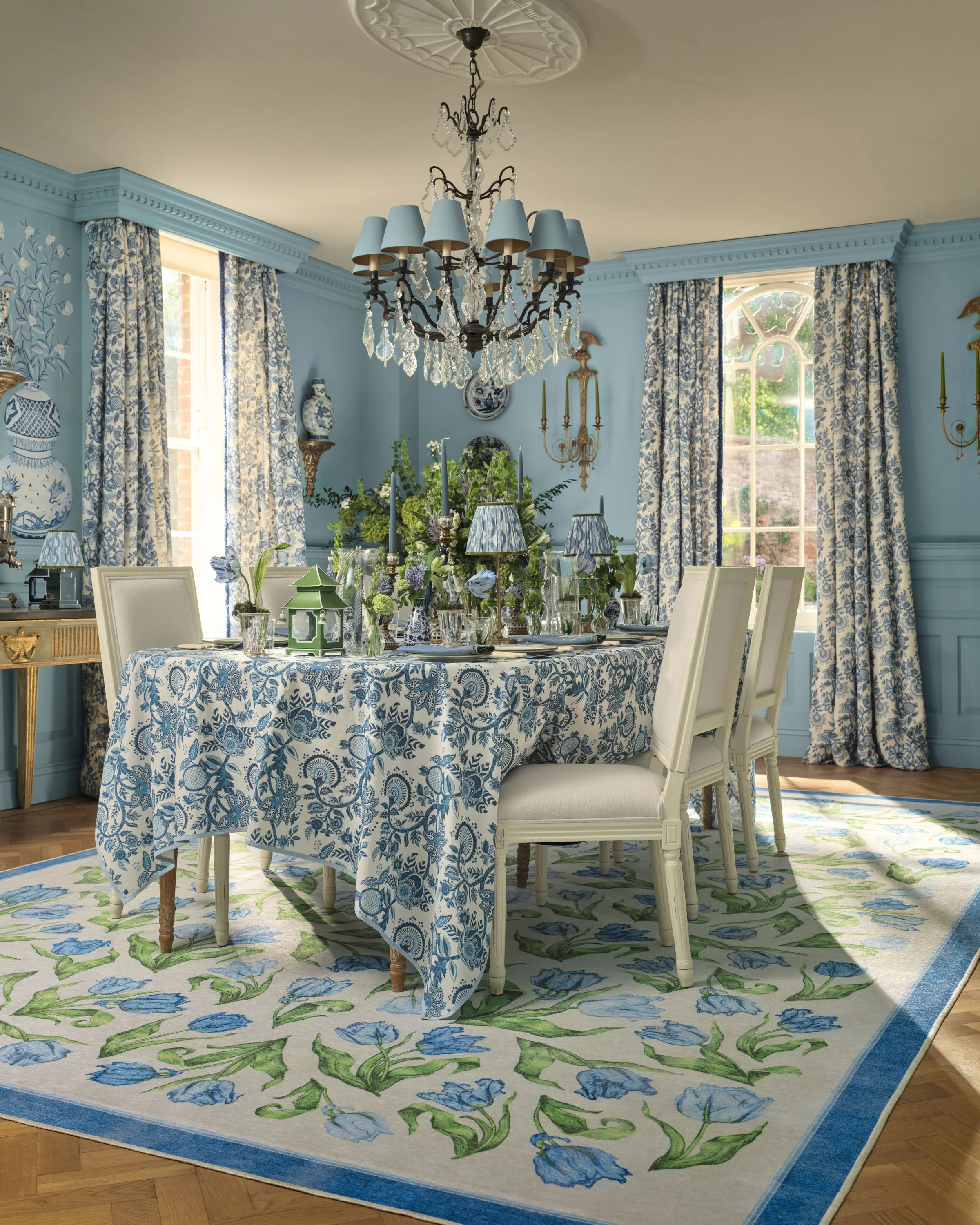 Garden Party Blue Flatwoven Rug by Mrs. Alice