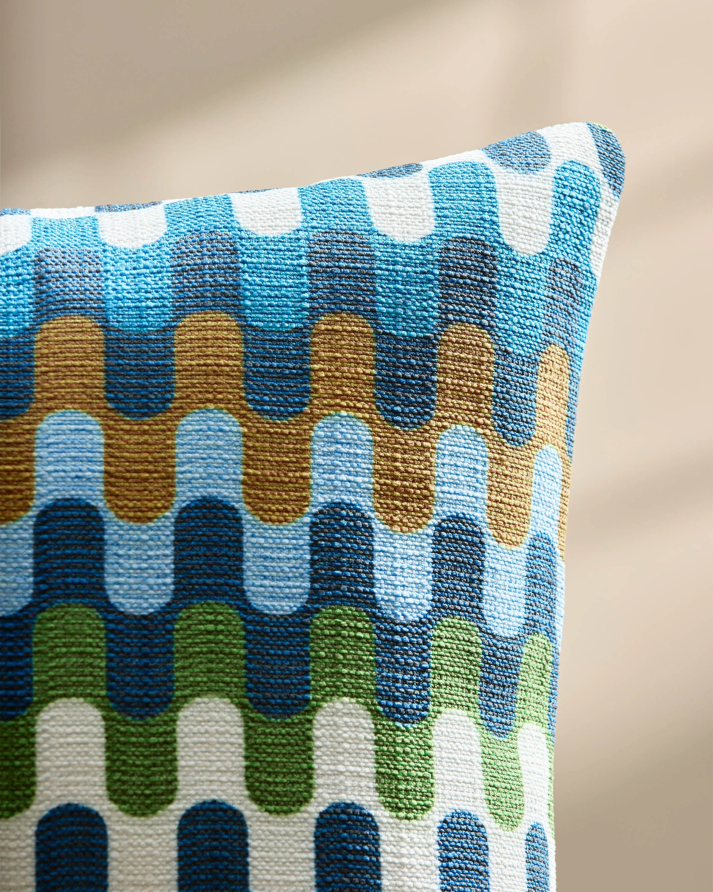 Puzzles Blue & Cognac Woven Throw Pillow by Jonathan Adler