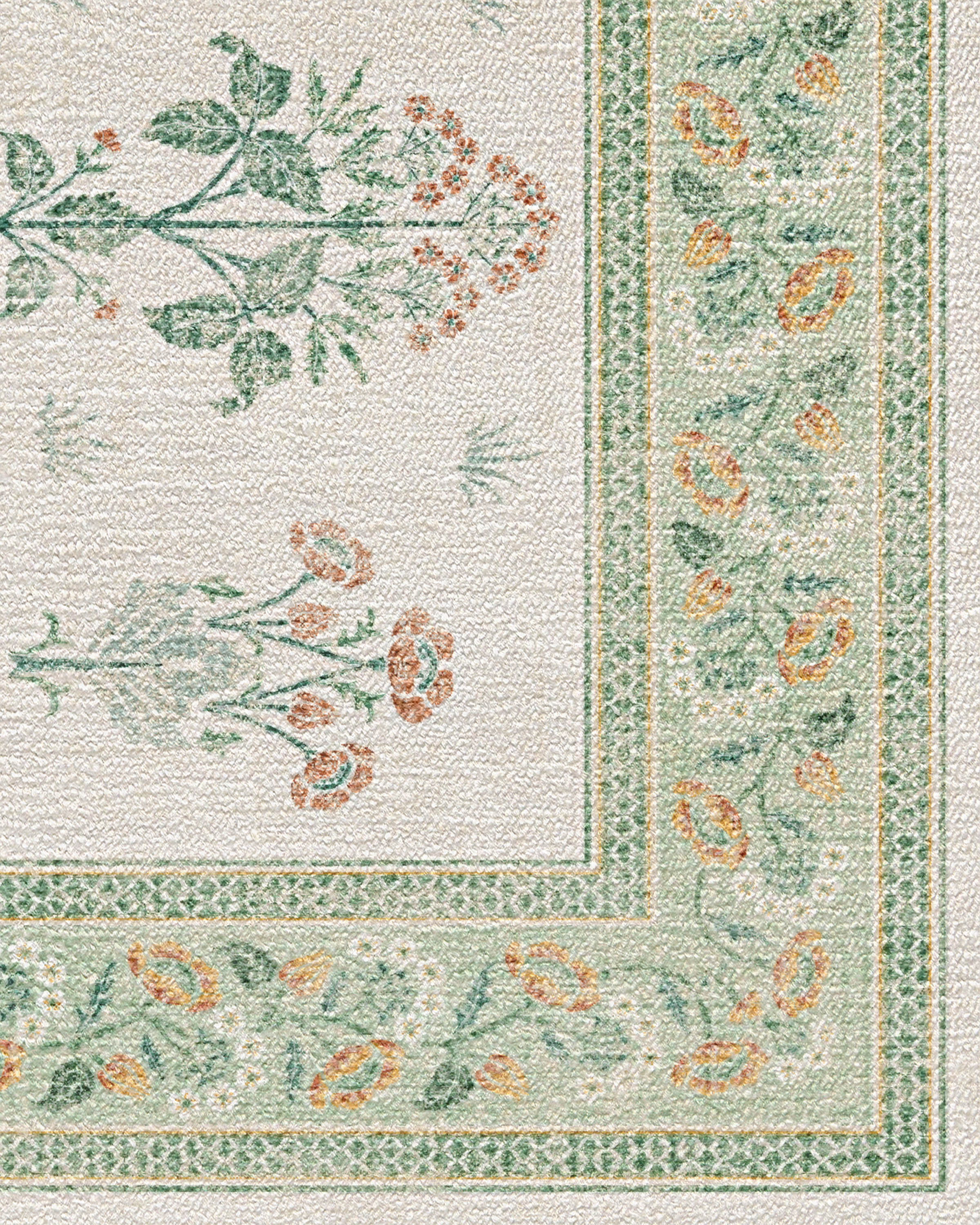 Meadow Sweet Ivory & Green Rug by Morris & Co.