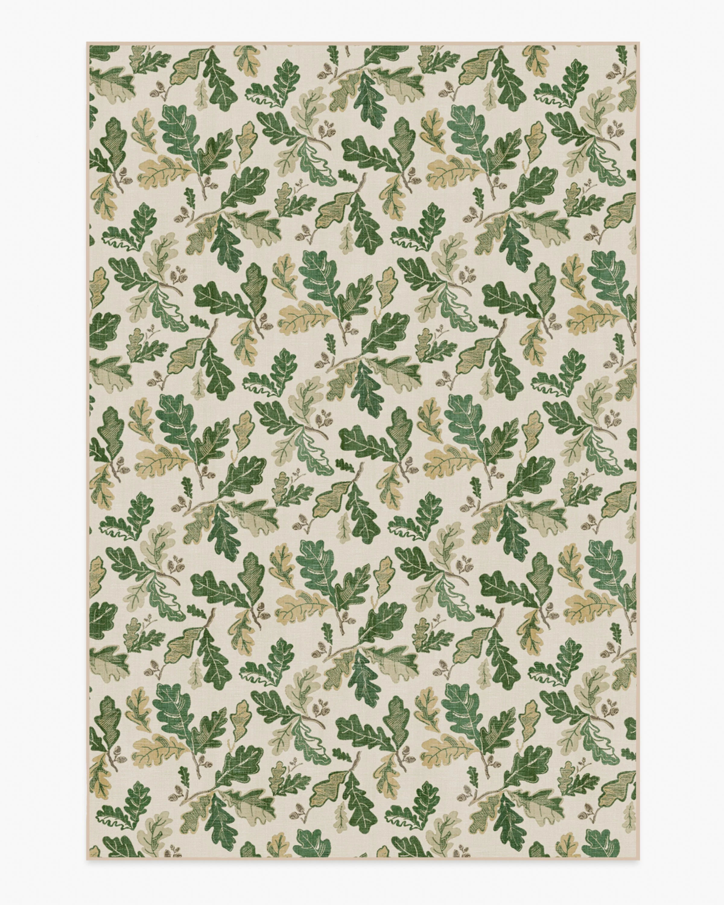Oak Leaves Green Flatwoven Rug