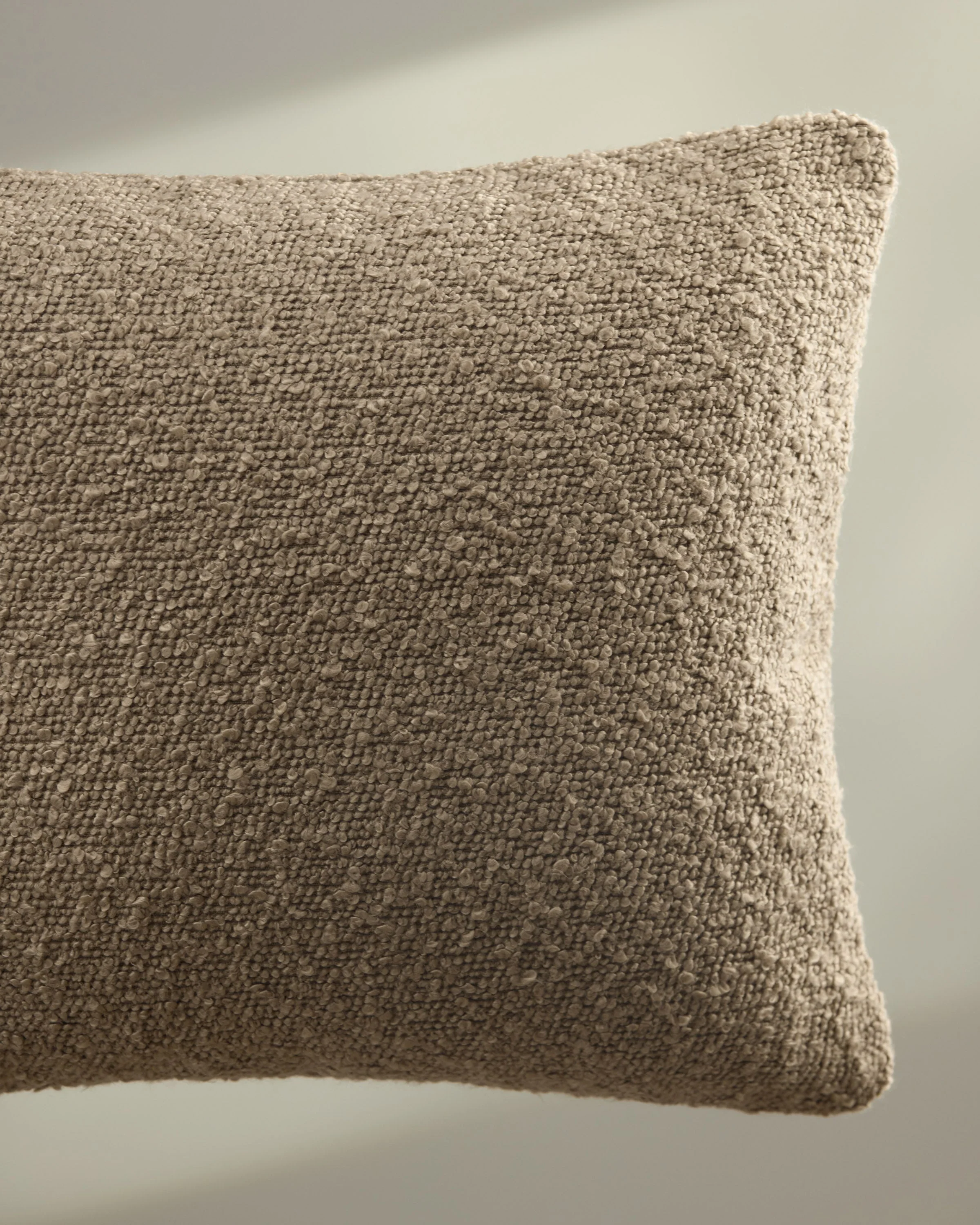 Warm Taupe Boucle Throw Pillow