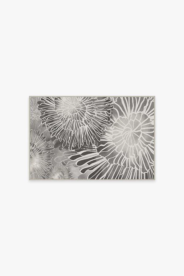Chrysanthemum Ash Grey Flatwoven Rug