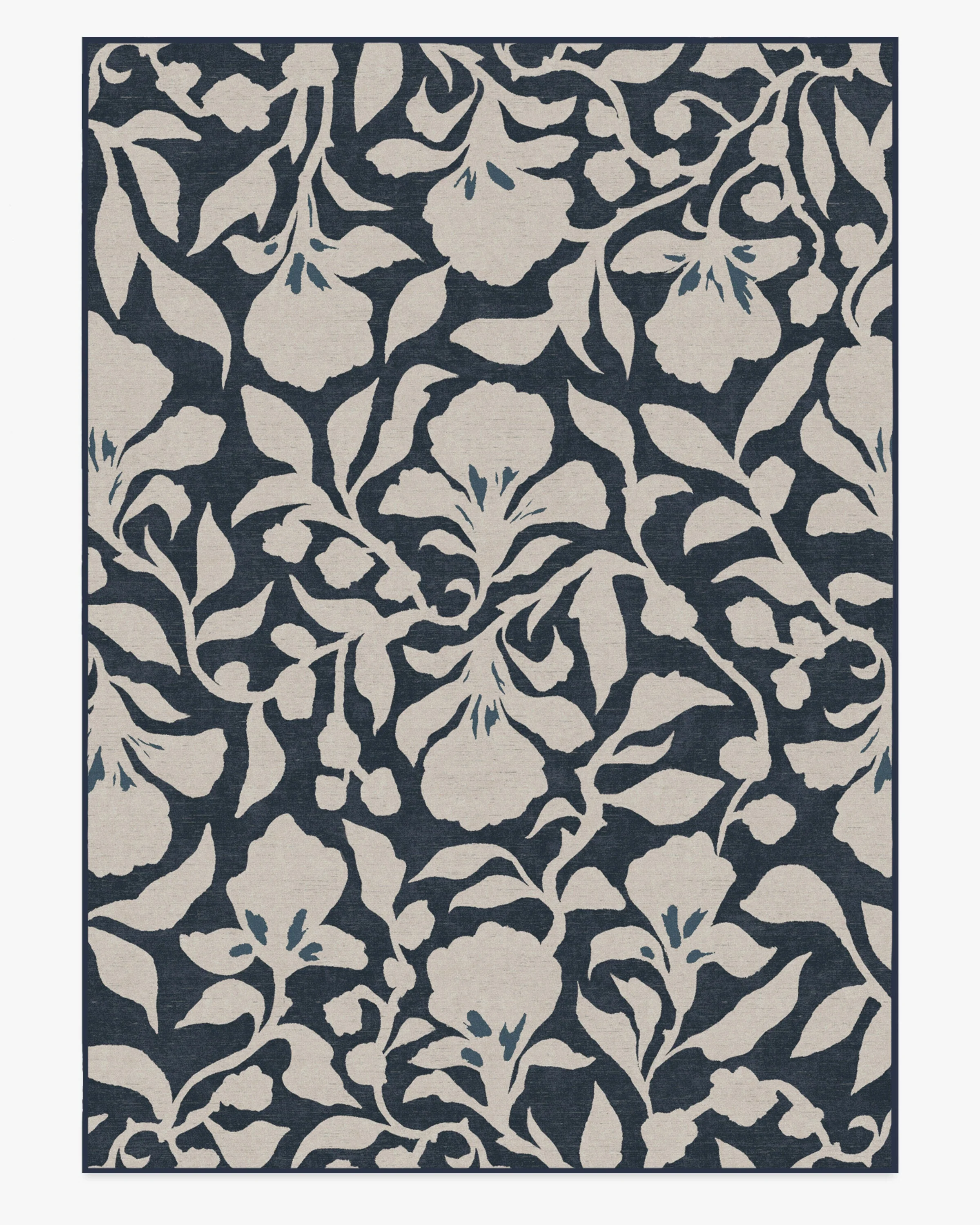 Flora Ink Blue & Ivory Flatwoven Rug by The Hiltons