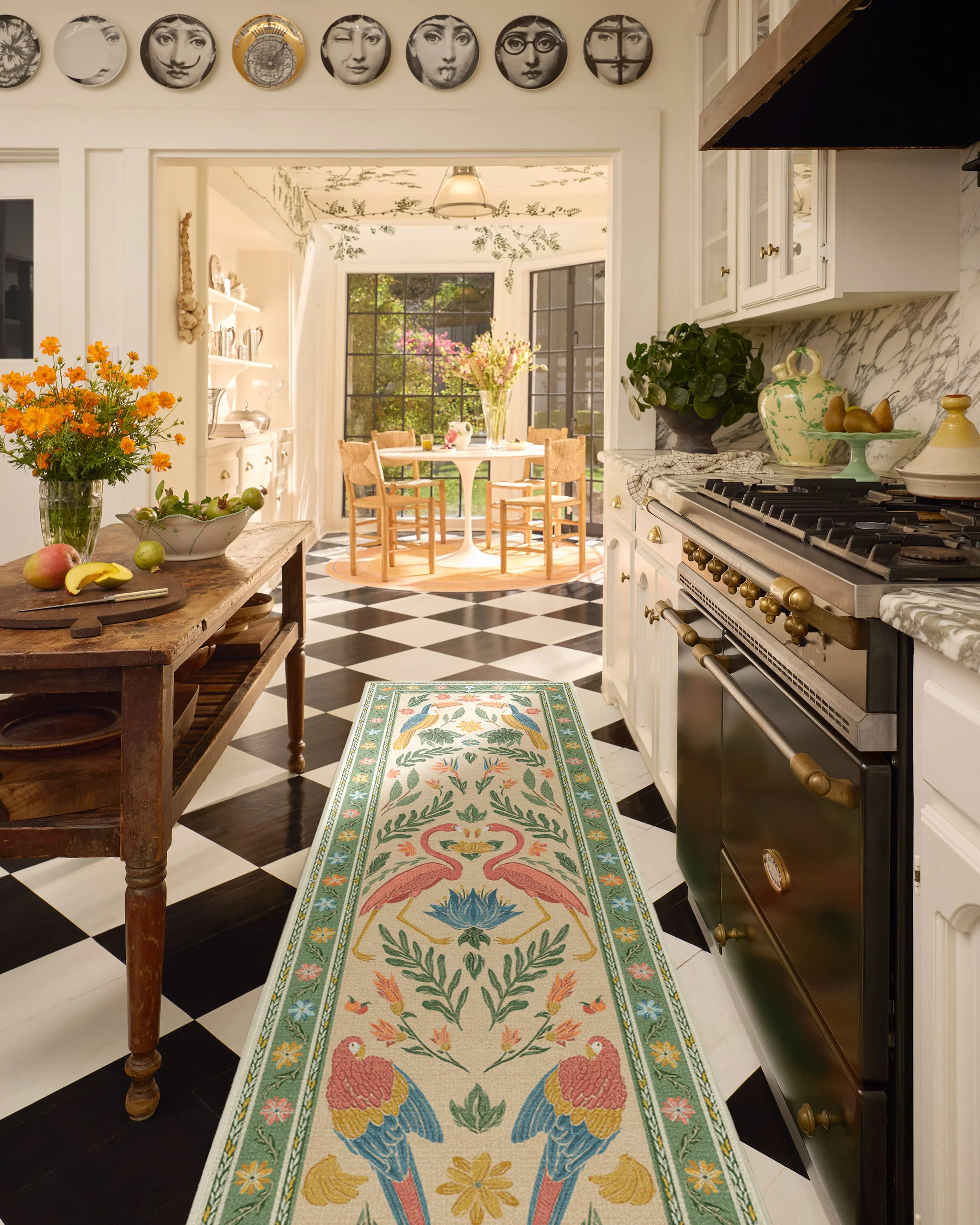 Birds Of A Feather Green & Peach Rug by Iris Apfel