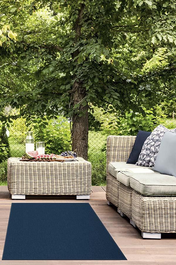 Denim Solid Indigo Blue Outdoor Rug