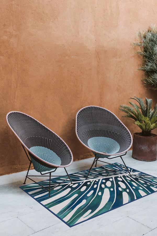 Panama Teal Blue Outdoor Rug