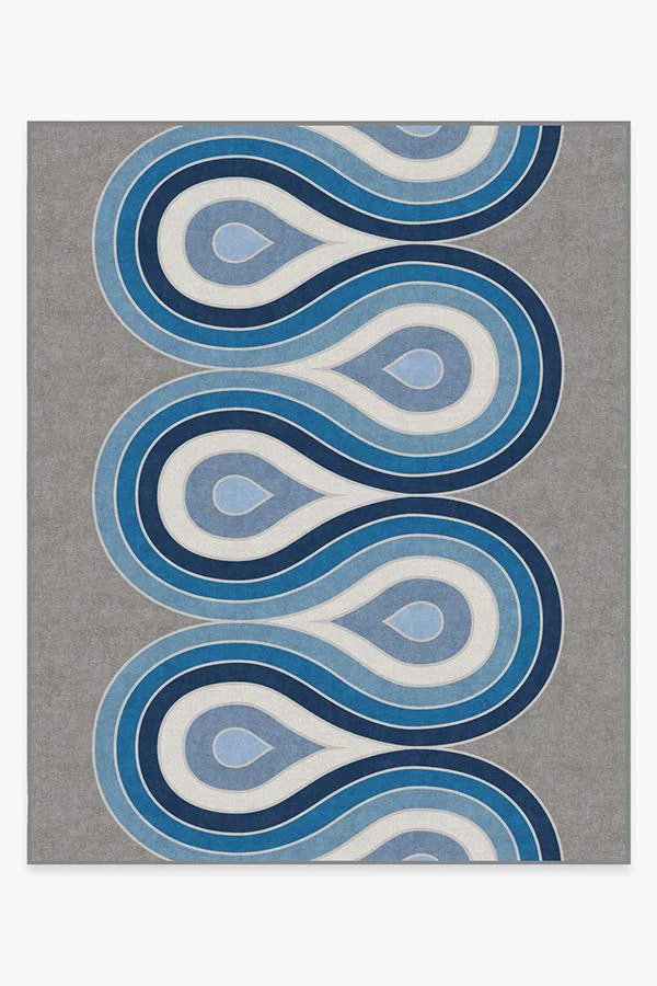Milano Blue Steel Flatwoven Rug by Jonathan Adler