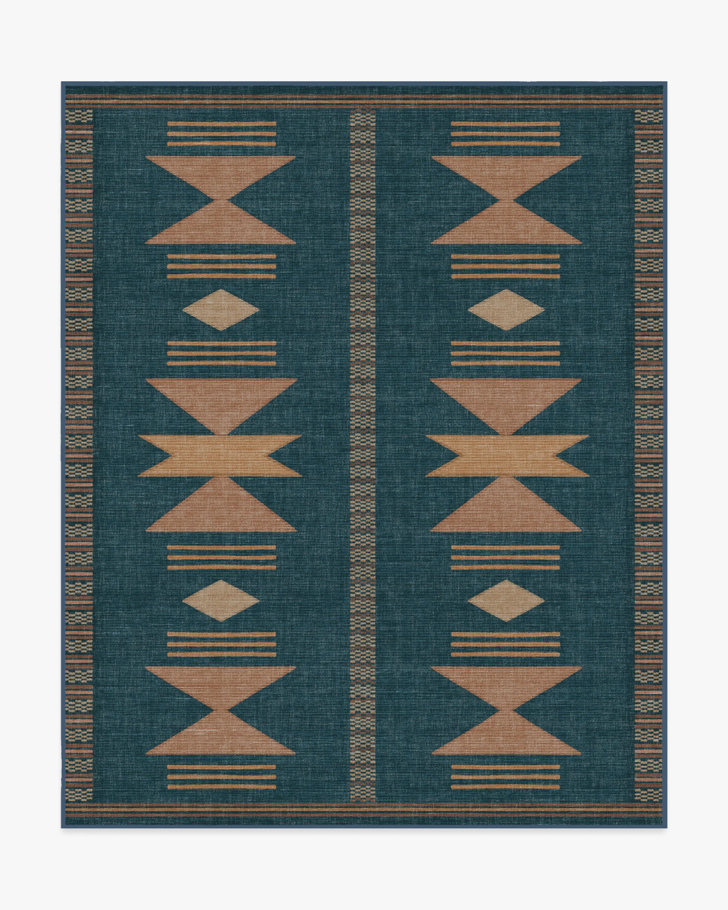 Lark Blue & Rose Flatwoven Rug