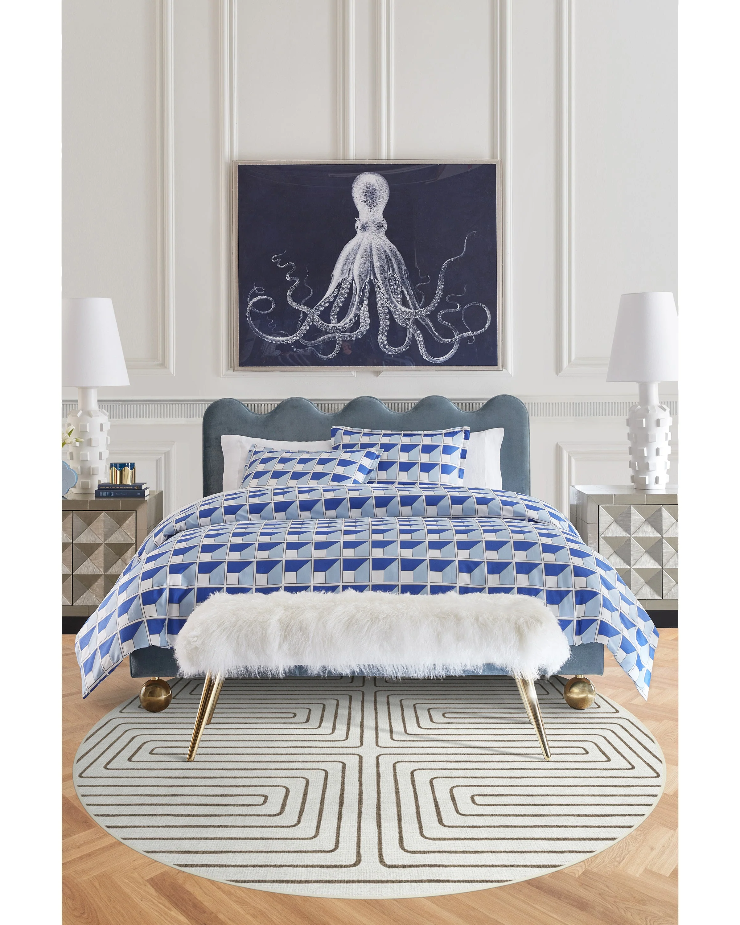 Labyrinth Camel & Ivory Flatwoven Rug by Jonathan Adler
