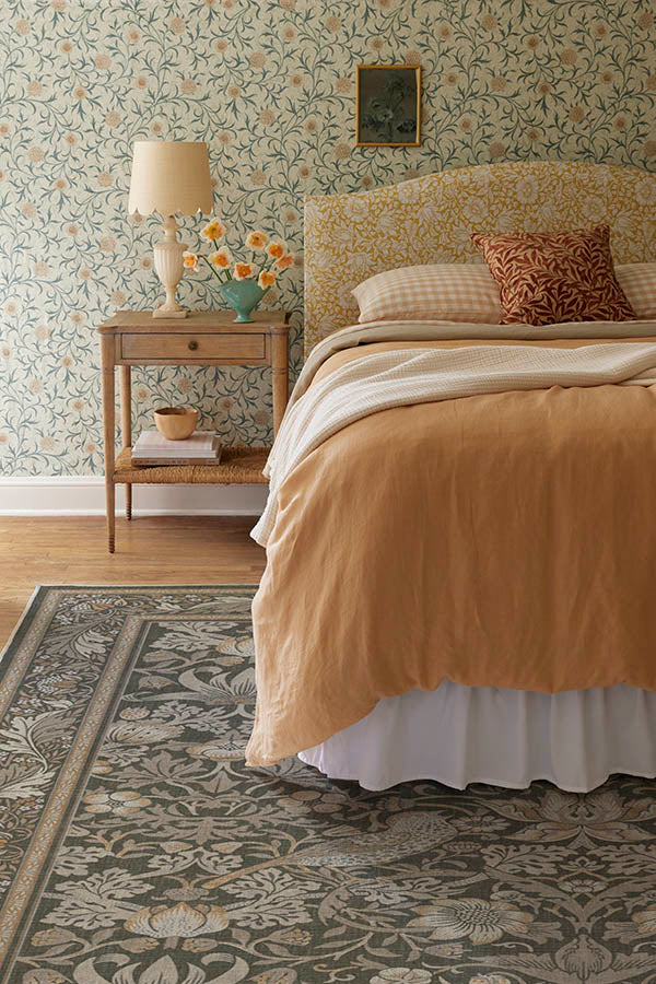 Strawberry Thief Stone Gold Rug by Morris & Co.