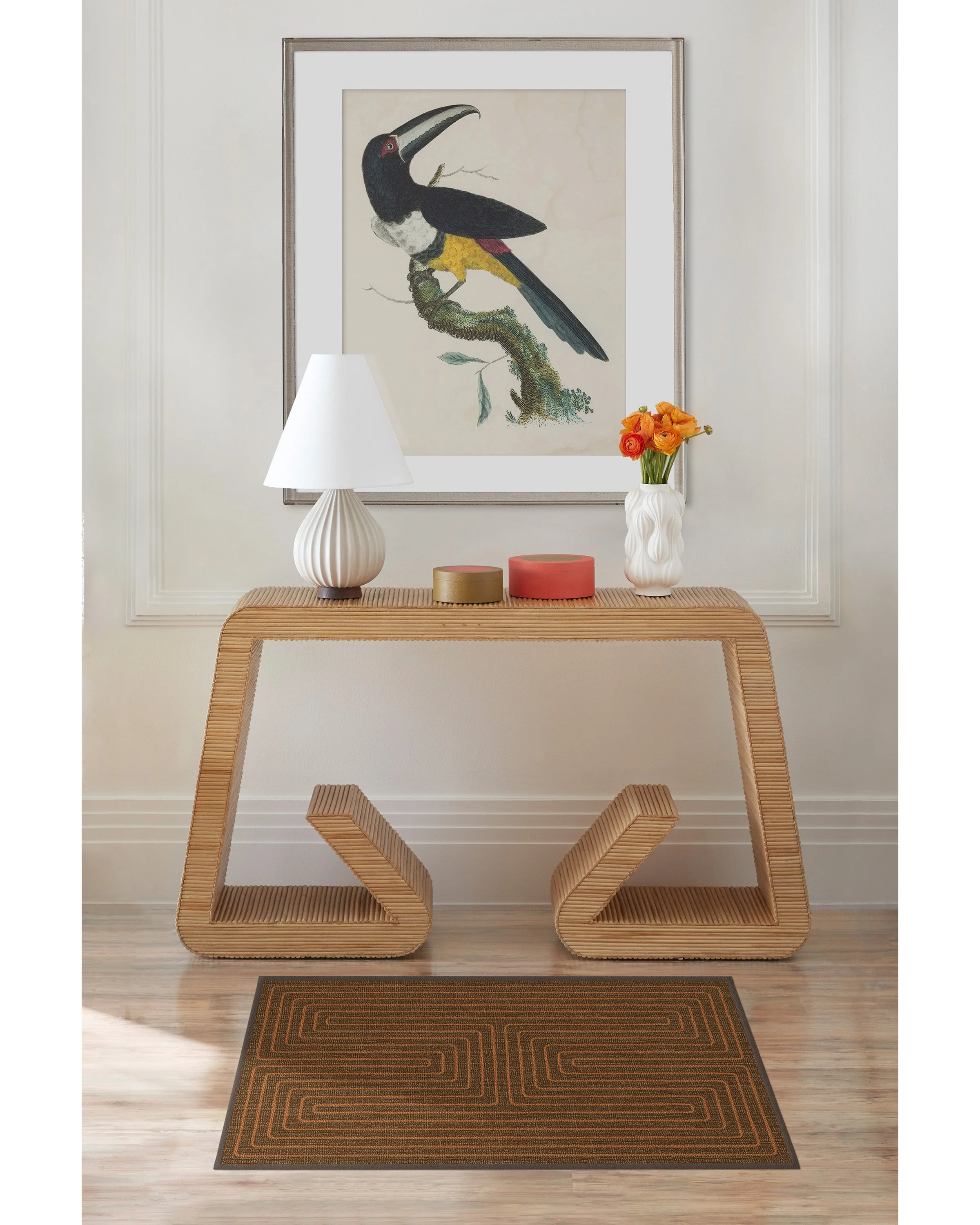 Labyrinth Brown & Orange Flatwoven Rug by Jonathan Adler