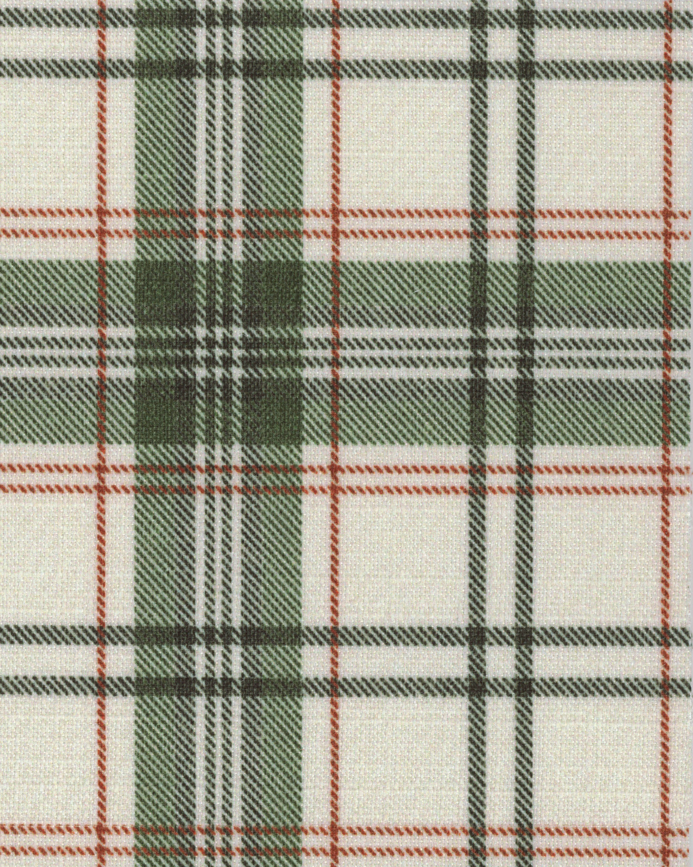Noelle Tartan Eggshell & Green Woven Throw Pillow