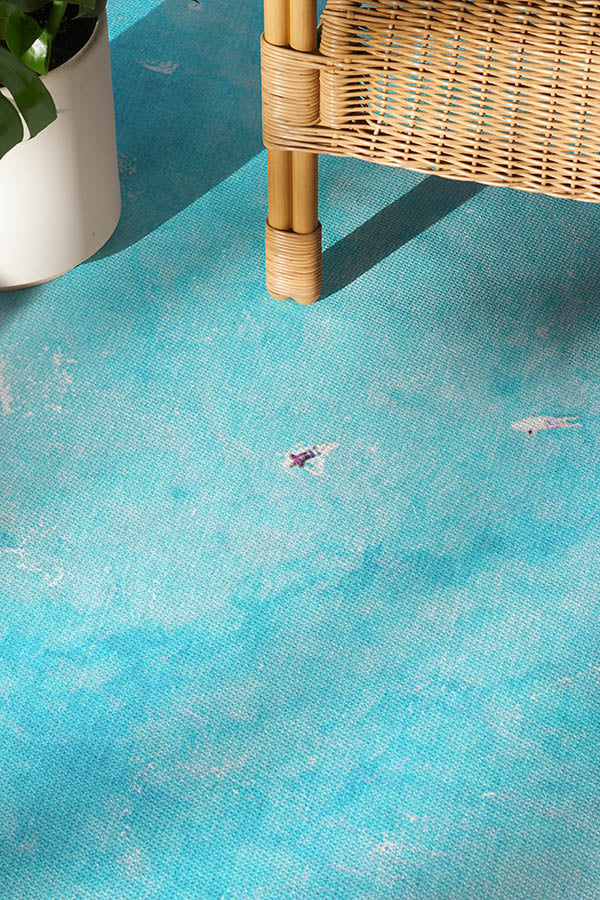 Surfers Ocean Blue Outdoor Rug by Gray Malin