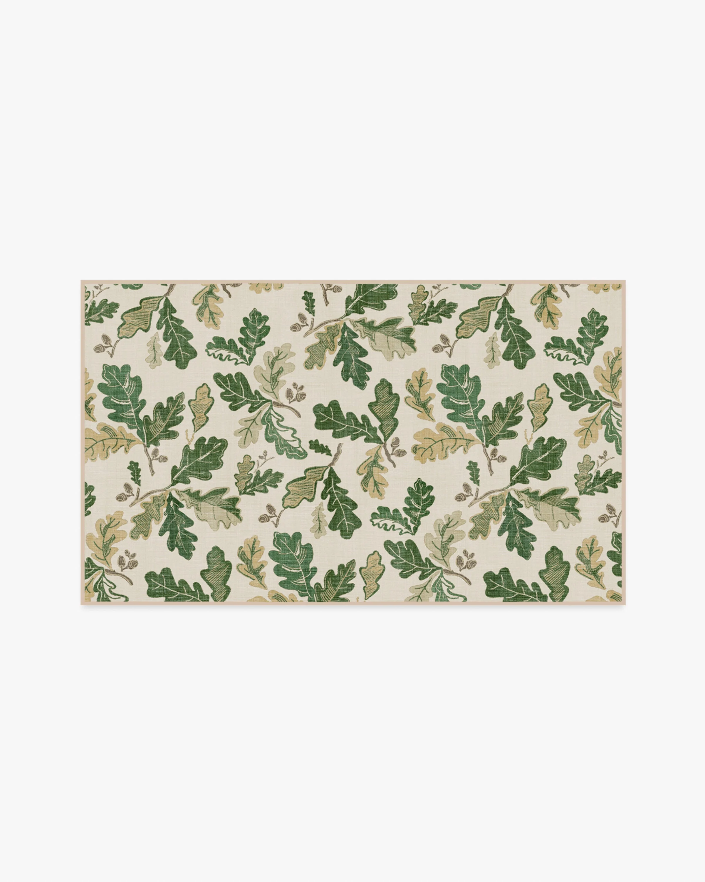 Oak Leaves Green Flatwoven Rug