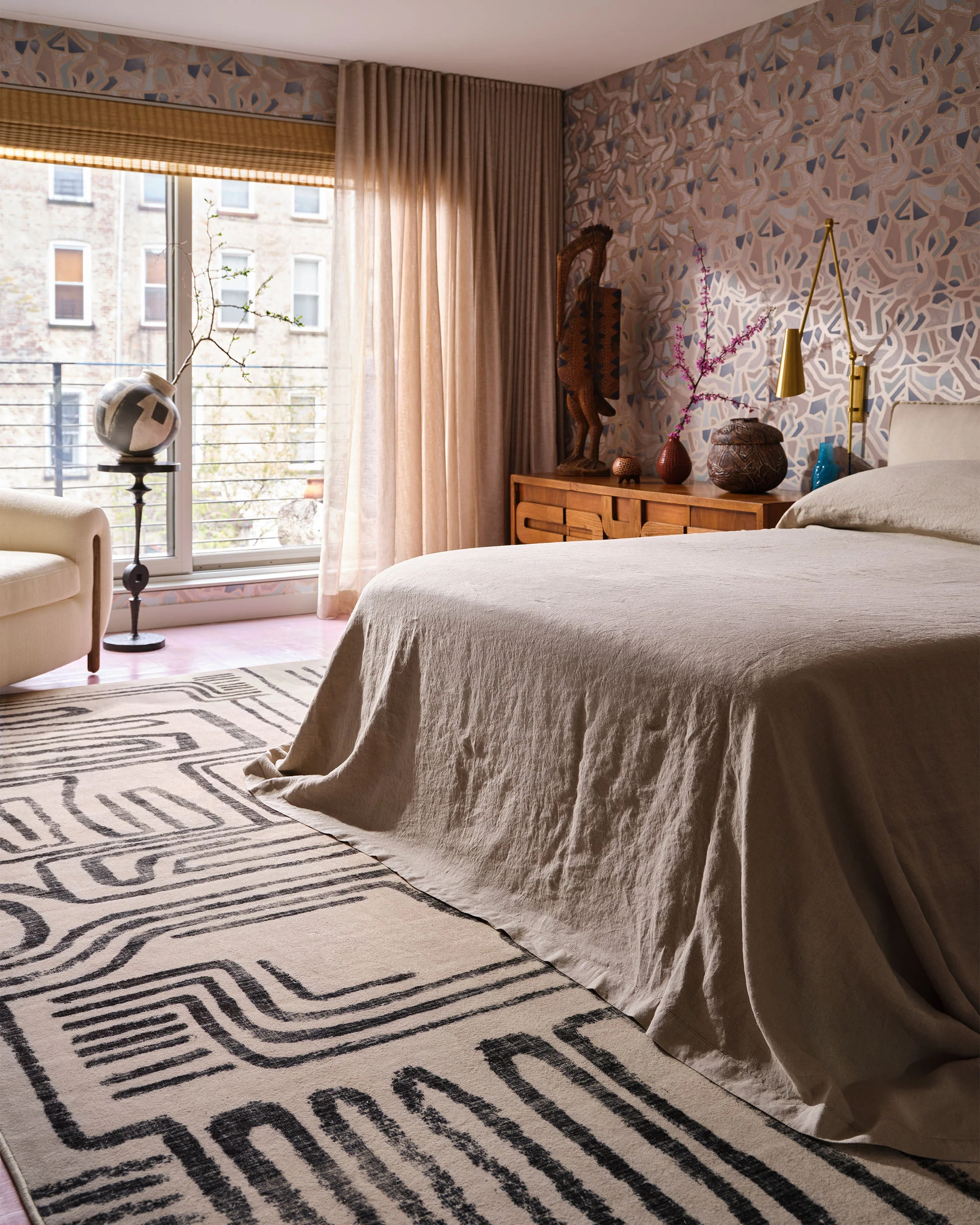 Kassena Black & Ivory Flatwoven Rug by Malene Barnett