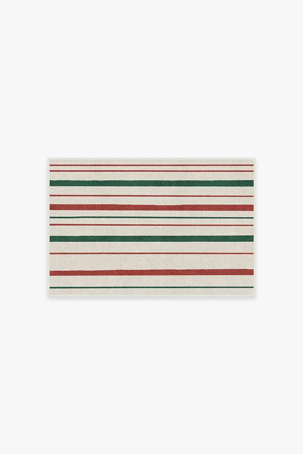 Hudson Stripe Red & Green Flatwoven Rug