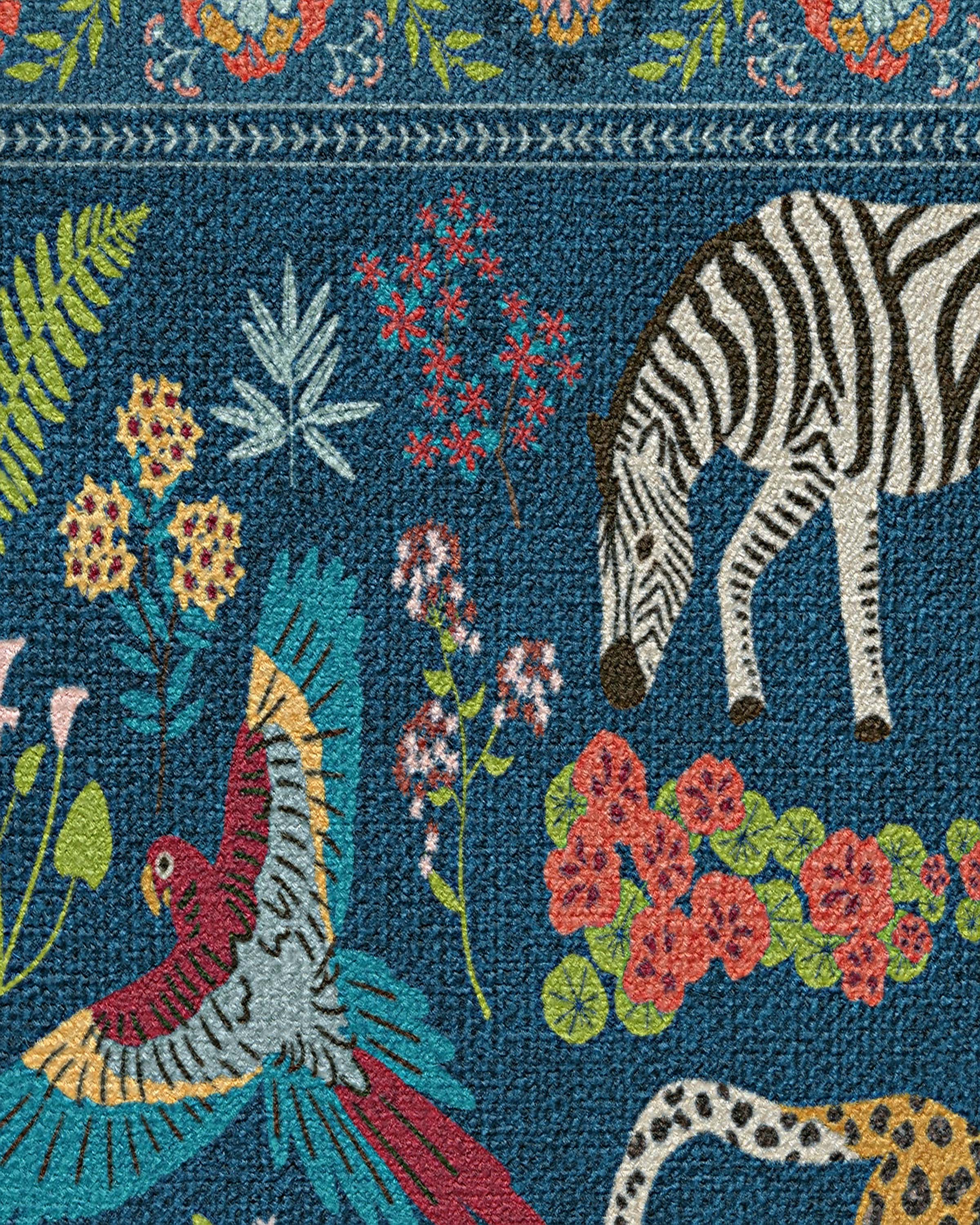 Jingle Jungle Royal Blue Rug by Iris Apfel