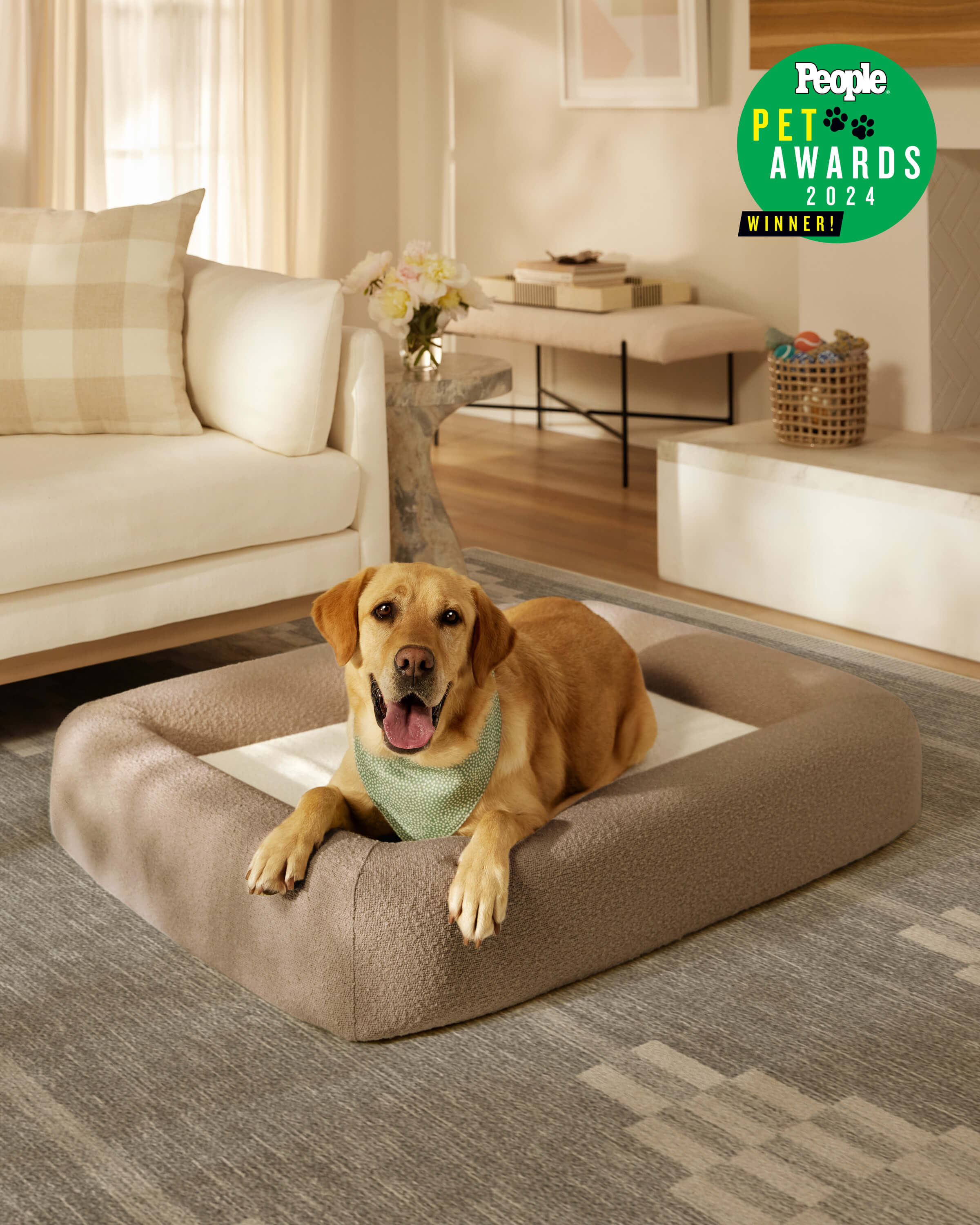 Taupe Boucle Bolster Pet Bed