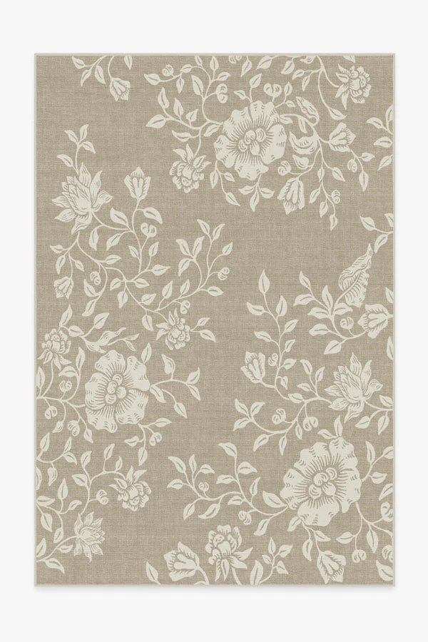 Mallow Flower Natural Stone Flatwoven Rug by Morris & Co.