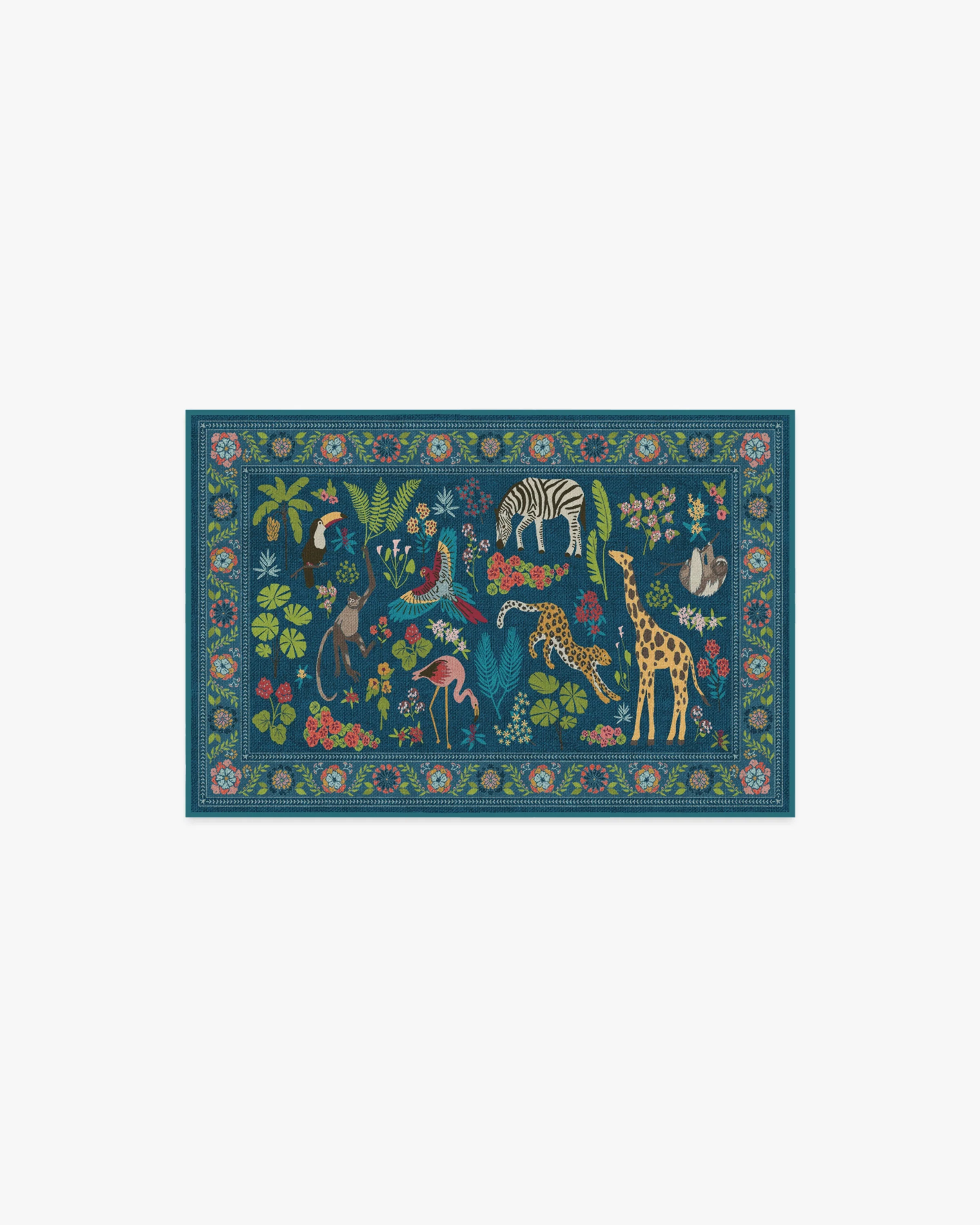 Jingle Jungle Royal Blue Flatwoven Rug by Iris Apfel