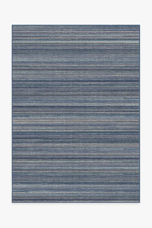 Multi Stripe Blue Flatwoven Rug