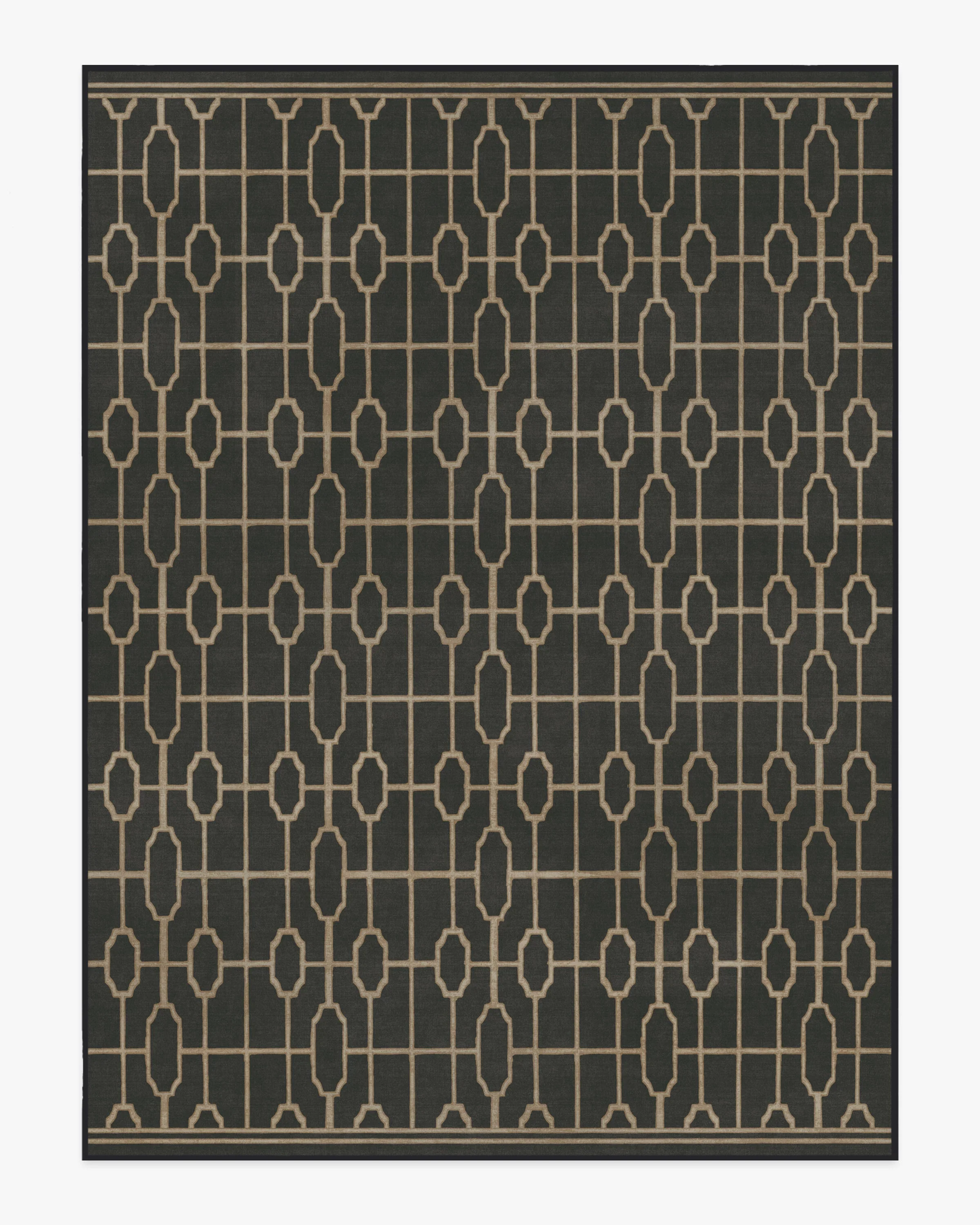 Diana Trellis Black & Gold Flatwoven Rug by The Hiltons